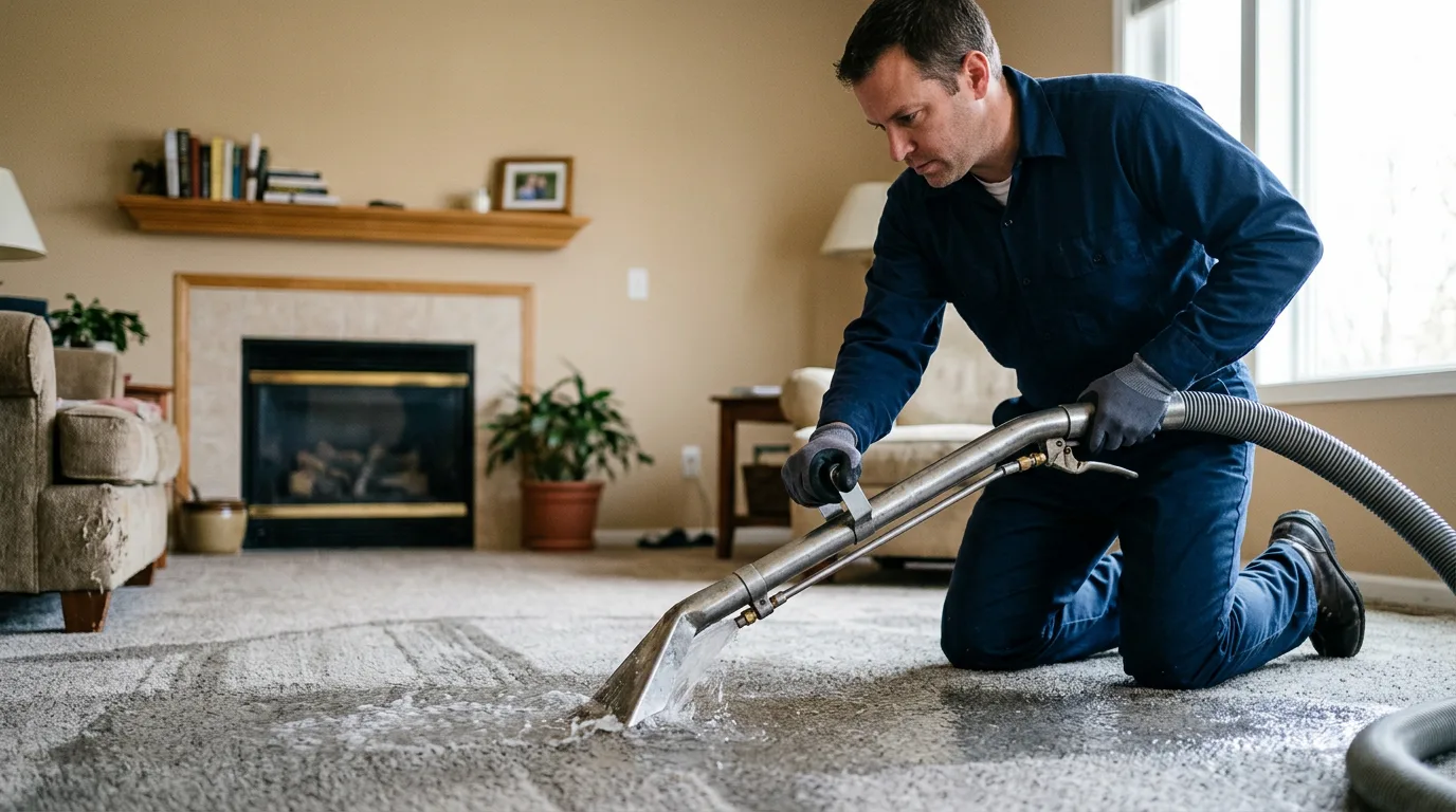 Water damage restoration technician working near Hemphill, TX